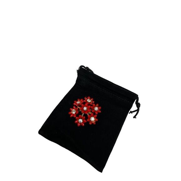 Vintage 40s 50s Molded Celluloid Plastic Brooch Pin - Red Daisy Floral Flowers w - Picture 2 of 7